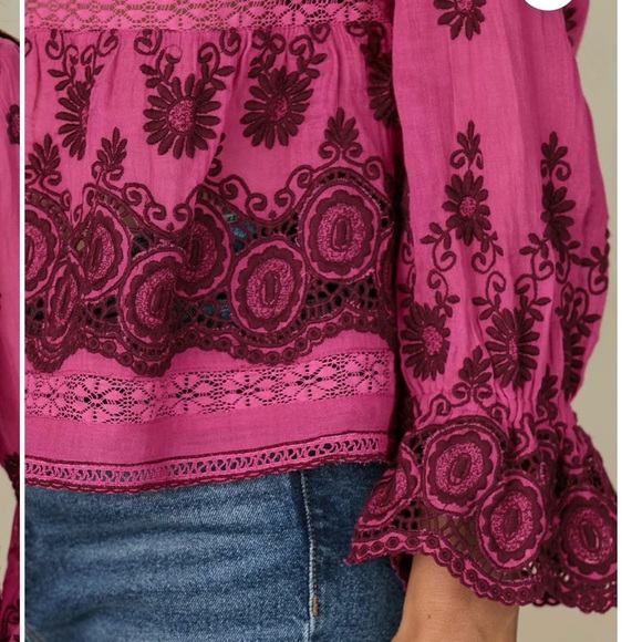 Sundance Tales of Time purple embroidered blouse - Picture 4 of 12